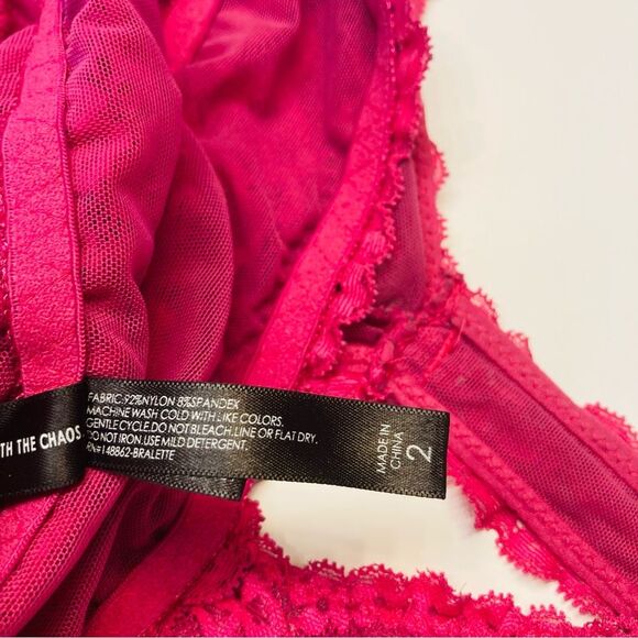 Torrid Curve Lace Lounge Longline Unlined Wireless Bralette Size 2 Pink Purple - Picture 5 of 5